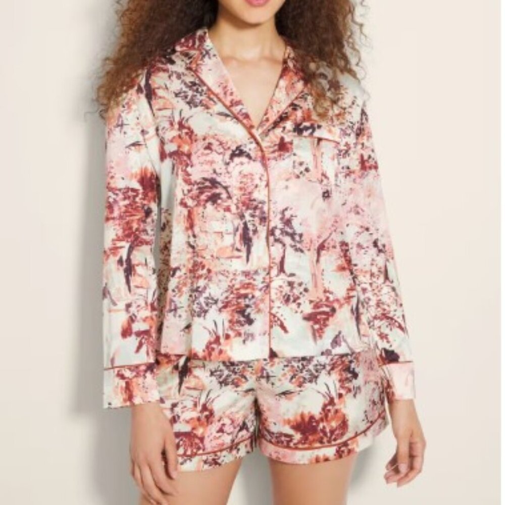 NWT Soma Satin Notch Collar Top & Short Pajama Set